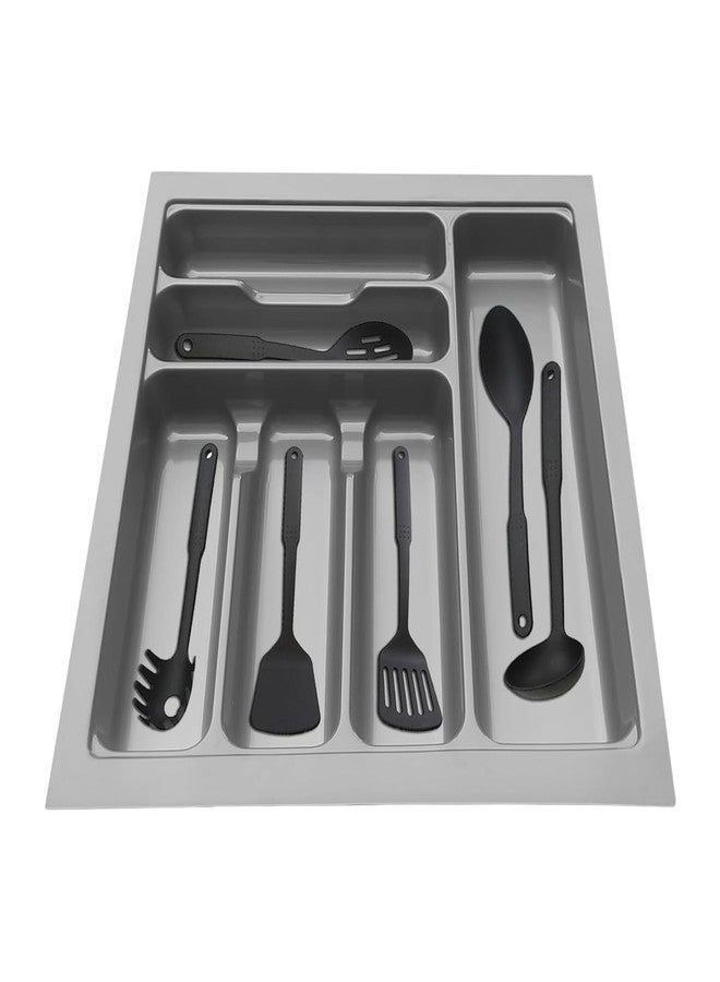 KEEPWELL Polyvinyl Chloride Cutlery Tray For Kitchen Drawer/Cosmetic Stationary Storage Organizer/Modular Basket And Trolley (Grey, 17X19 Inch) - Image 1